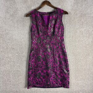 Nanette Lepore Dress Womens 2 Metallic Floral Brocade Party Fitted‎ Cocktail NYC
